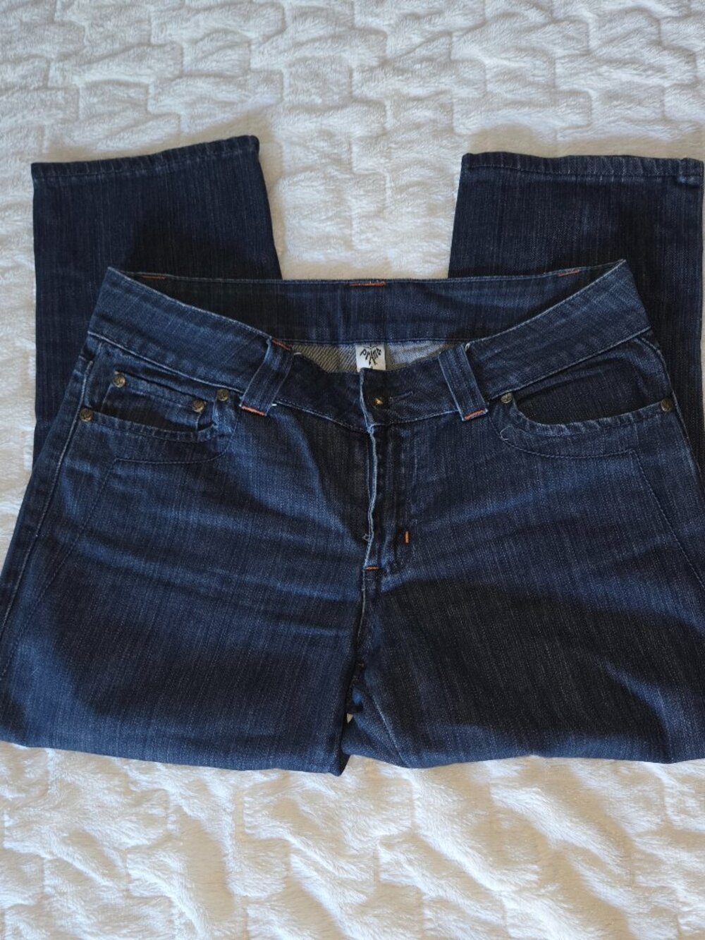 prAna Dark Wash Denim Capri Jeans Contrast Stitching